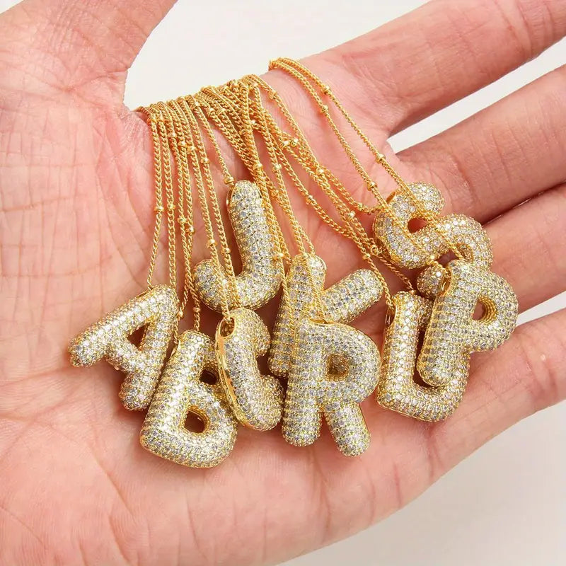 Set de collar inicial Bubble letter | Oro