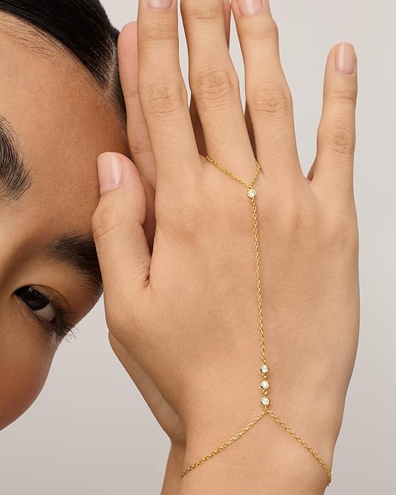 Pulsera de mano con cuentas | Oro