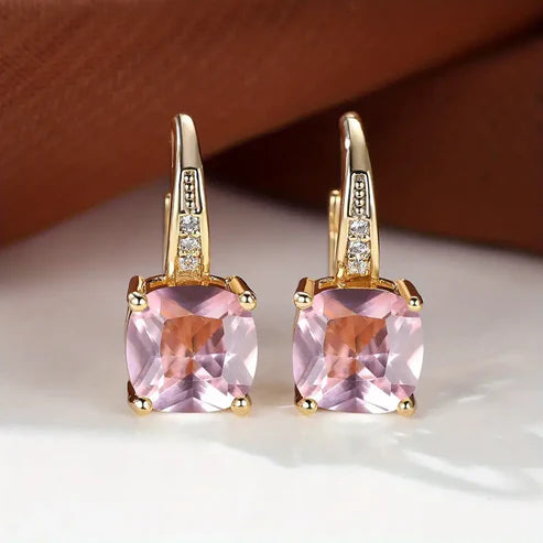 Pendientes de aro con piedra mística | Oro