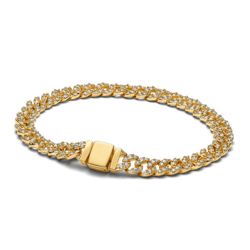 Pulsera cubana con piedras | Oro