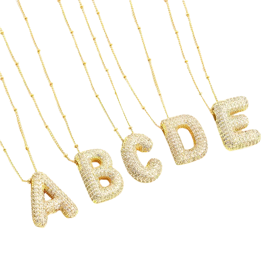 Set de collar inicial Bubble letter | Oro