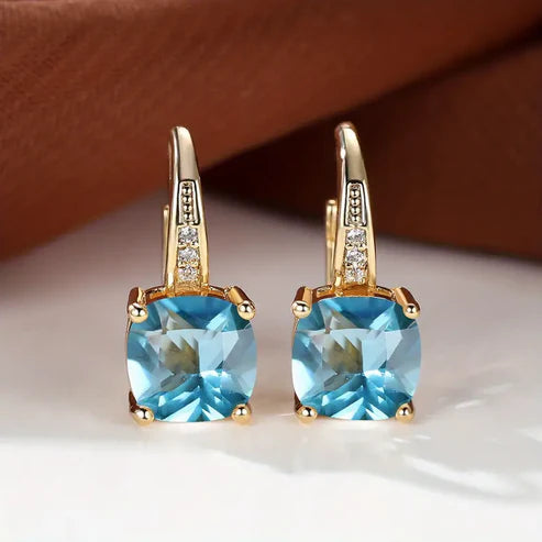 Pendientes de aro con piedra mística | Oro