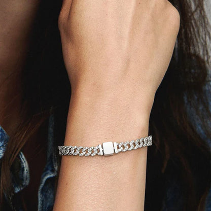 Pulsera cubana con piedras | Oro