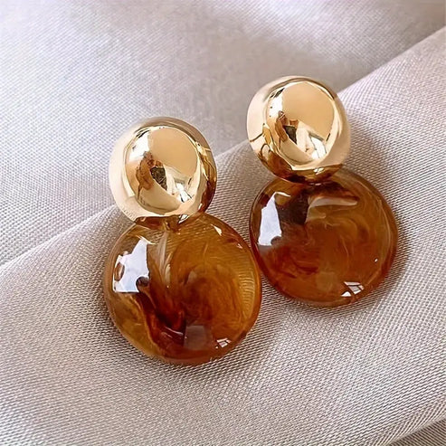 Pendientes de gota de ámbar Aurélie | Oro