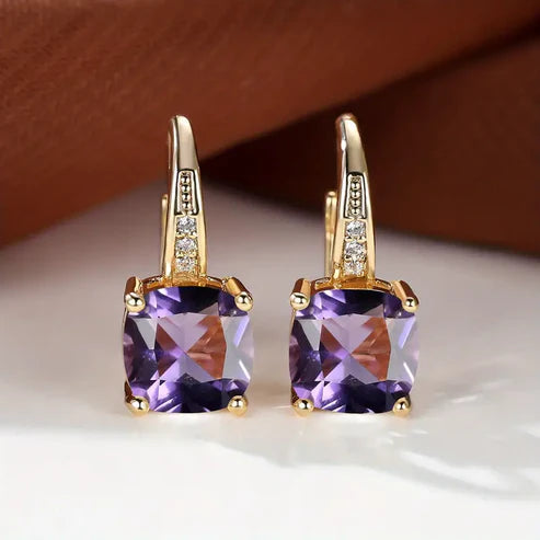 Pendientes de aro con piedra mística | Oro