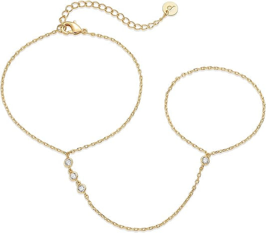 Pulsera de mano con cuentas | Oro