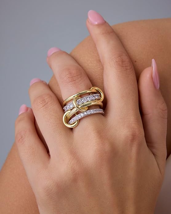 Anillos apilables Interlock | Oro
