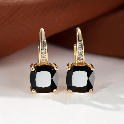 Pendientes de aro con piedra mística | Oro