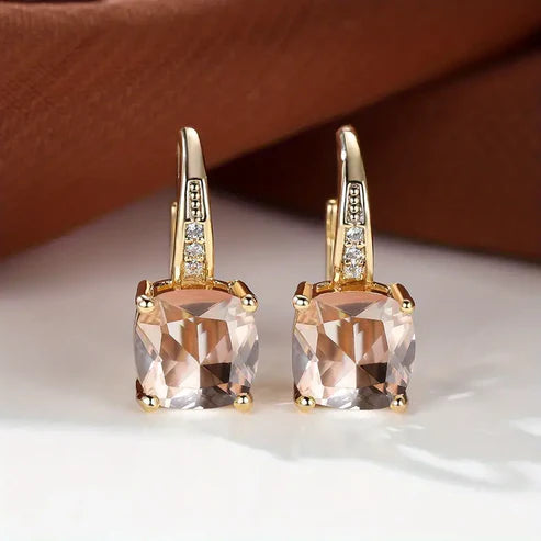 Pendientes de aro con piedra mística | Oro