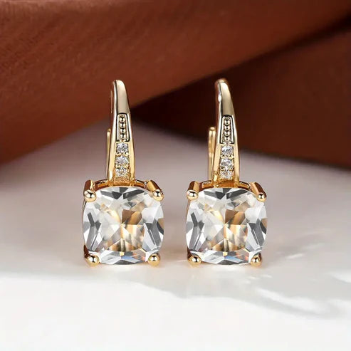 Pendientes de aro con piedra mística | Oro
