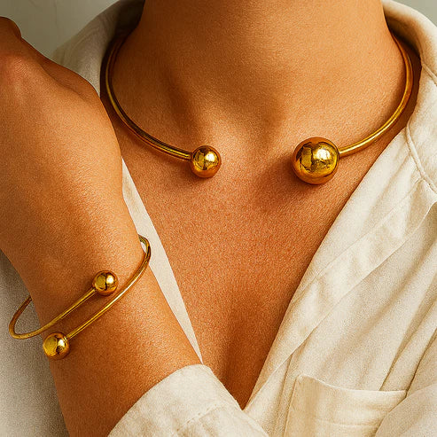 Set de collar y pulsera Minimalist Glow | Oro