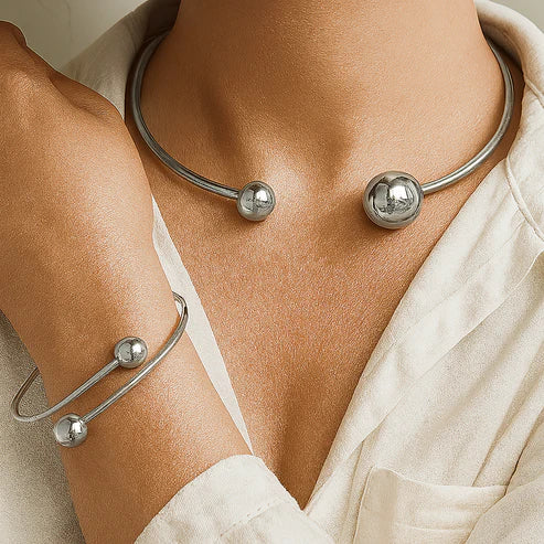 Set de collar y pulsera Minimalist Glow | Oro