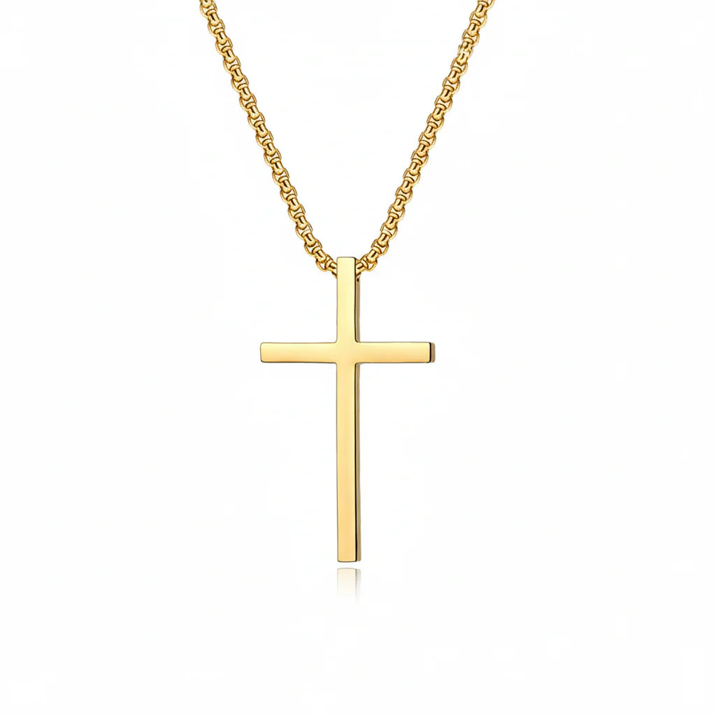 Collar de cruz Bezel | Oro
