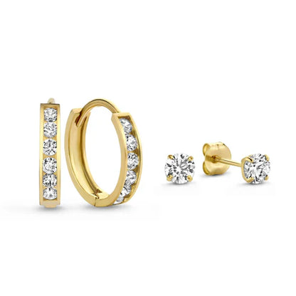 Set de pendientes de piedra Dara Brillane | Oro