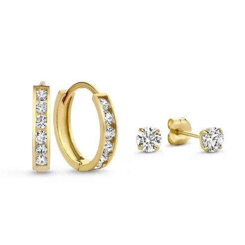 Set de pendientes de piedra Dara Brillane | Oro