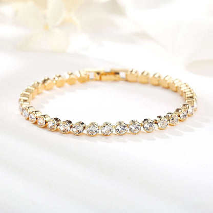 Pulsera de tenis corte redondo | Oro