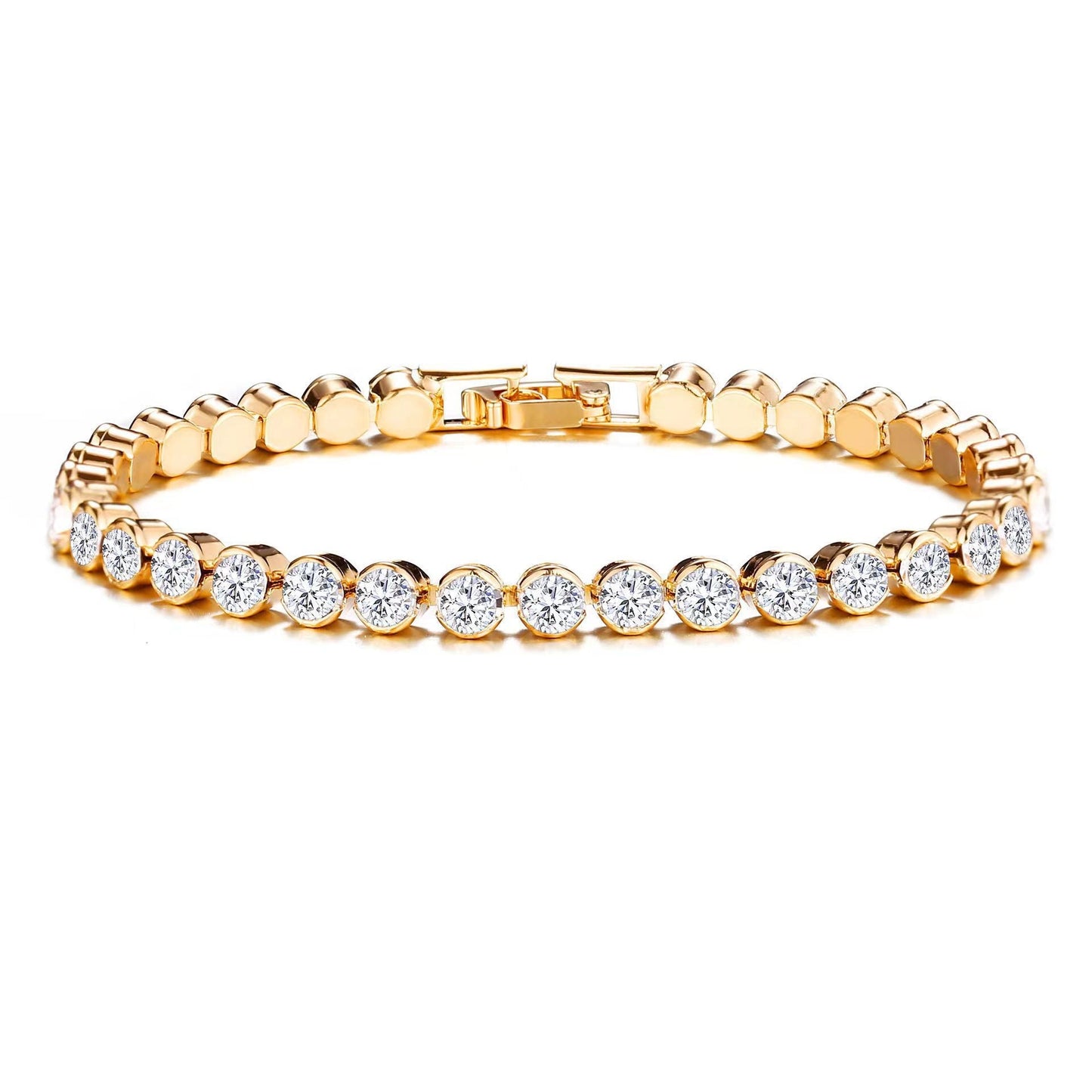 Pulsera de tenis corte redondo | Oro