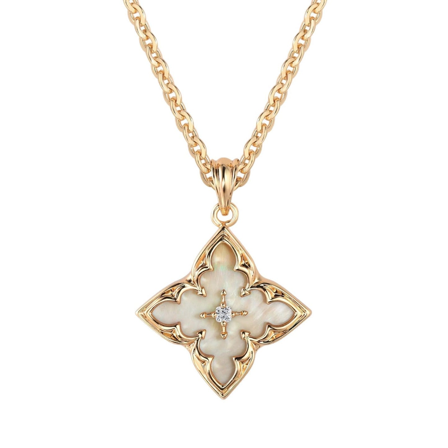 Collar colgante trébol azul | Oro