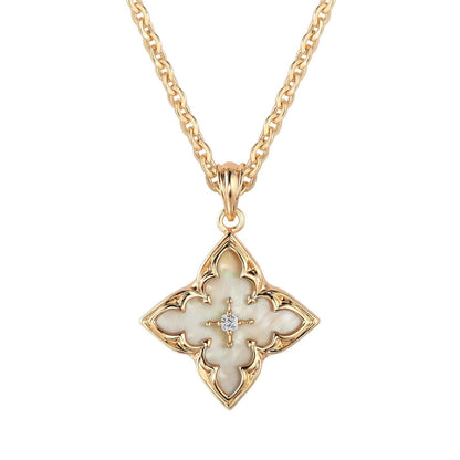 Collar colgante trébol azul | Oro