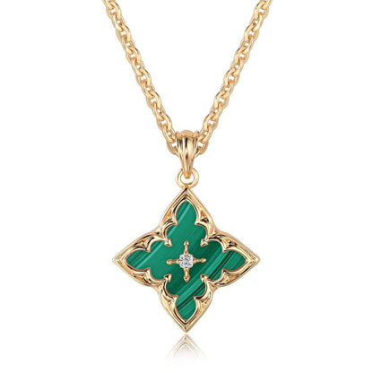 Collar colgante trébol marrón | Oro
