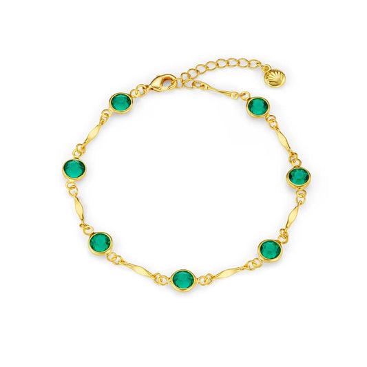 Pulsera de cadena de eslabones de esmeralda | Oro