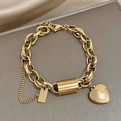 Pulsera gruesa Heartened | Oro