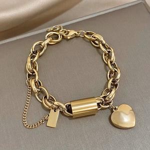 Pulsera gruesa Heartened | Oro