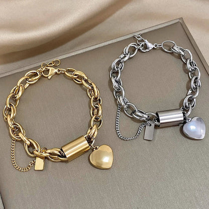 Pulsera gruesa Heartened | Oro