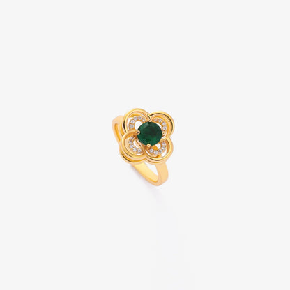 Anillo giratorio Clover Halo Emerald | Oro