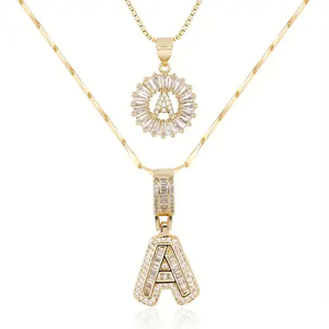 Set de collar inicial con piedras | Oro