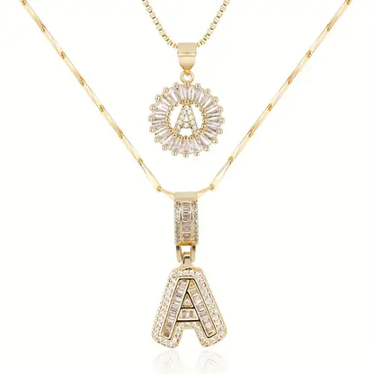 Set de collar inicial con piedras | Oro
