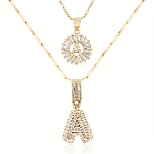 Set de collar inicial con piedras | Oro