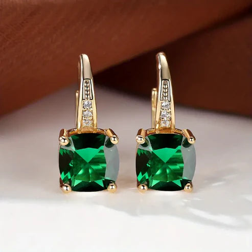 Pendientes de aro con piedra mística | Oro