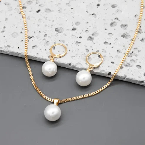 Set de joyas de perla Golden Grace | Oro