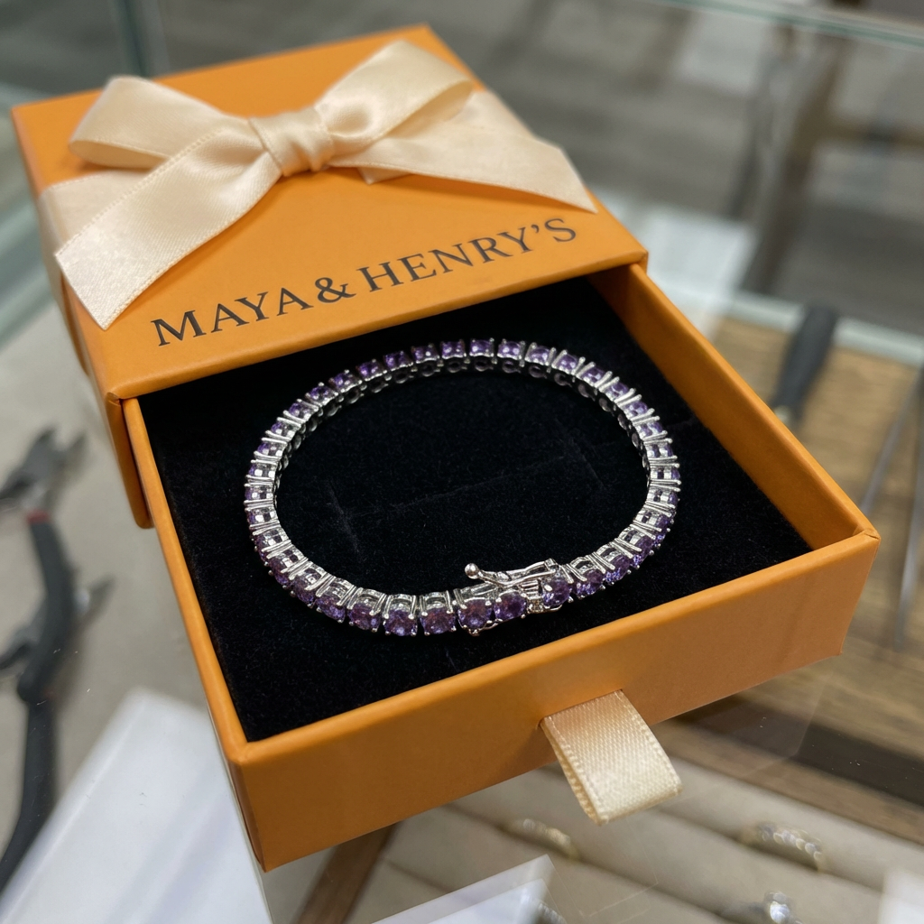 Amethyst Tennis Bracelet | White Gold