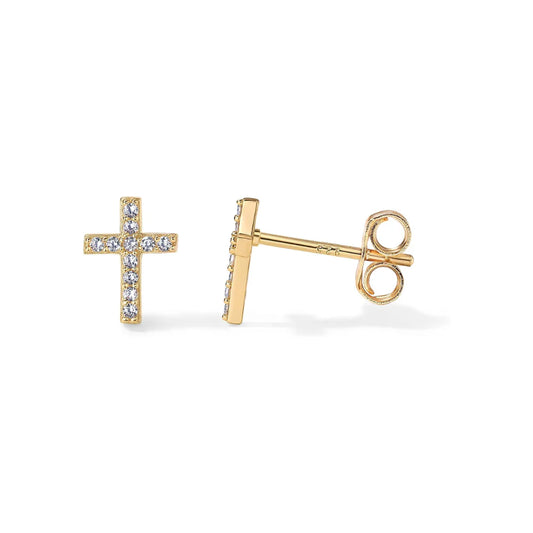 Studs de cruz con piedras | Oro